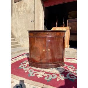 Curved Restoration Corner Cabinet In Flamed Mahogany From The 19th Century 