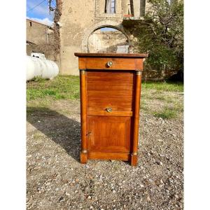 Half Empire Bedside Table, Cherry Wood Column, 19th Century