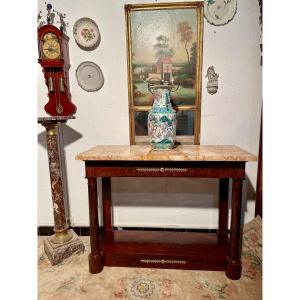 Console, Empire In, Mahogany, Flamed, Stamped Durant, 19th Century.