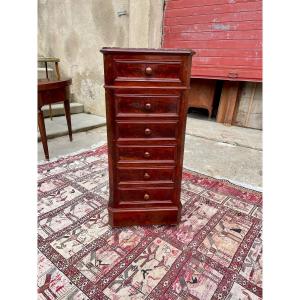 Napoleon Ili Bedside Table, In Mahogany, 19th Century.