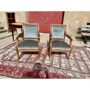 Pair Of Louis XVI Armchairs From The 19th Century 