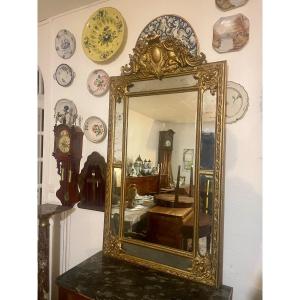 Louis XV Gilded Wood Closed Side Mirror, 19th Century.
