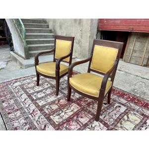 Pair Of 19th Century Empire Mahogany Armchairs