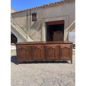 Louis XIV Sideboard, 4 Doors In Walnut, 18th Century 