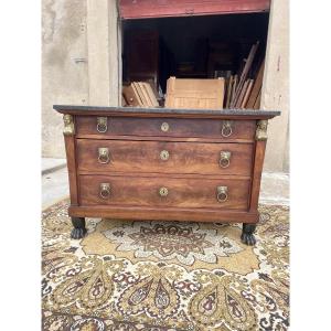 Chest Of Drawers, Return From Egypt, Empire In Mahogany, 19th Century 