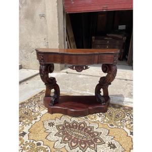 Console, Louis XV, In Mahogany, 19th Century 