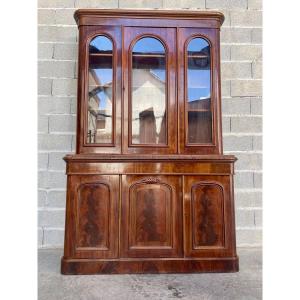 Bookcase, 6 Doors, Napoleon III, In Mahogany, 19th Century 