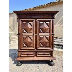 Wardrobe, Louis, Louis XIII, Walnut Castle From The 17th Century 