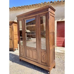 Large Napoleon III Bookcase, In Walnut, 19th Century 