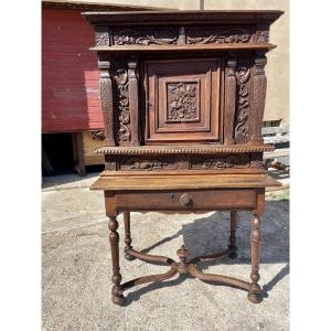 Louis XIII Cabinet, In Oak From The 18th Century 