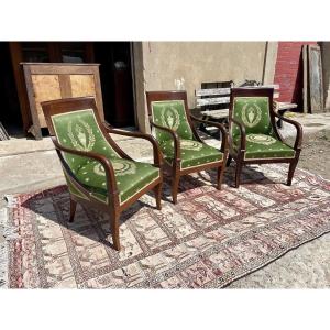 Set Of Three Empire Style Armchairs, Late 19th Century 