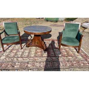 19th Century Empire Mahogany Swan-neck Pedestal Table 