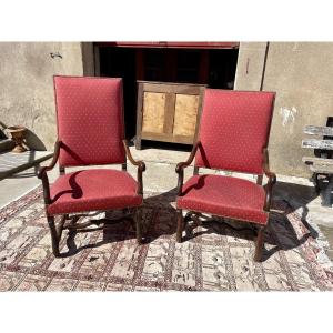 Pair Of Louis XIII Armchairs From The 17th Century 