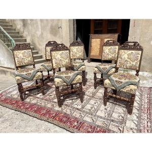 Set Of 6 Louis XIII Chairs From The 19th Century 