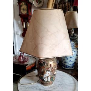 Japanese Satsuma Lamp Decorated With Immortals, Late 19th Century
