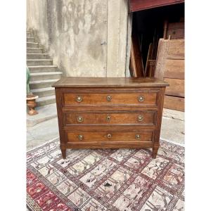 Louis XVI Chest Of Drawers, In Walnut, 18th Century 