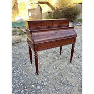 Louis Philippe Secretary With Flap, In Mahogany, 19th Century 