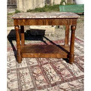 Empire Console In Walnut, 19th Century 