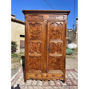 Louis XV Bresse Wardrobe, In Walnut From The 18th Century 