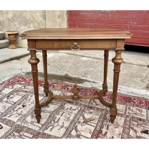 Small Napoleon III Desk, In Solid Walnut, 19th Century 