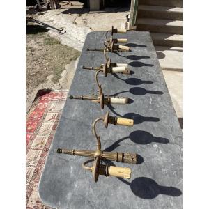 Set Of Four Empire Bronze Wall Lights From The 1900s.