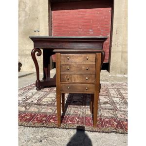 18th-century Walnut Bedside Table, Directoire Style 