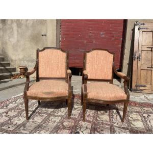 Pair Of Louis XVI Armchairs From The 19th Century 