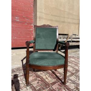 Empire-style Mahogany Armchair, 19th Century