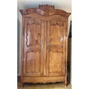 Wardrobe, Rennes Style, In Solid Cherry Wood, Period, Louis XV, 18th Century