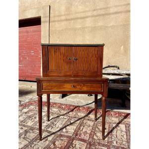 Louis XVI Style Mahogany Desk With Tiered Top, Dating From The 18th Century.