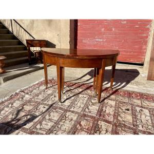 Table, Two. Half-moon Louis XVI Style, In 18th-century Mahogany 