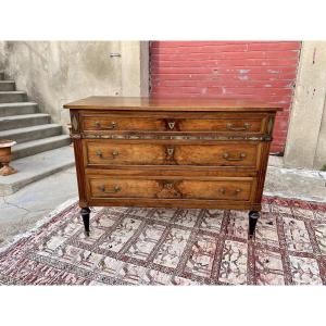 Louis XVI Style Chest Of Drawers, In Mahogany, Dating From The 18th Century 