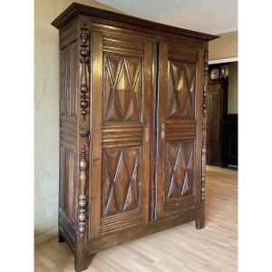 Louis XIII Style Walnut Wardrobe From The 17th Century 