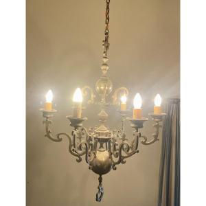 Brass Chandelier, Antique Dutch Period, 19th Century 