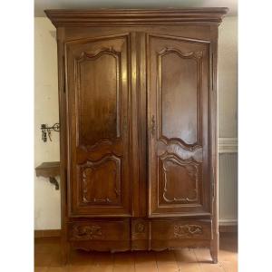 Louis XV Style Provençal Walnut Wardrobe, Dating From The 18th Century.