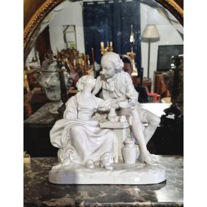 Large Porcelain Group Depicting A Gallant Scene, 19th Century