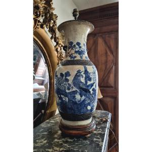 Blue And White Nanking Vase Mounted As A Lamp, China, 19th Century
