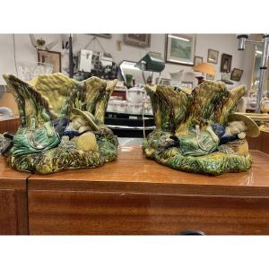 Pair Of 19th-century Majolica Planters 