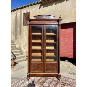Louis XVI Style Mahogany Bookcase/display Case, Dating From The 19th Century.