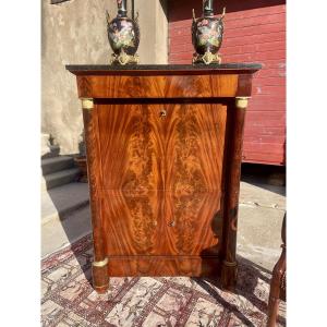 Empire-style Mahogany Secretary Desk With Column, Detached, 19th Century 