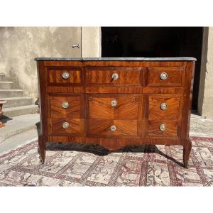 Louis XV/louis XVI Transitional Commode With Projecting Projection, Dating From The 18th Century 