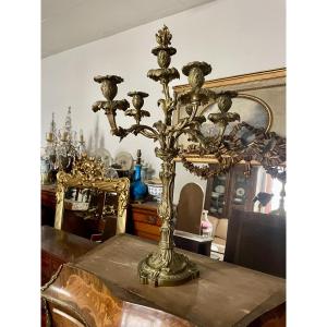 Candelare Bronze With Six Lights, Louis XV Style From The 19th Century