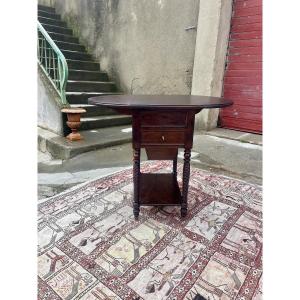 Small Mahogany Drop-leaf Table, Napoleon III/19th Century 