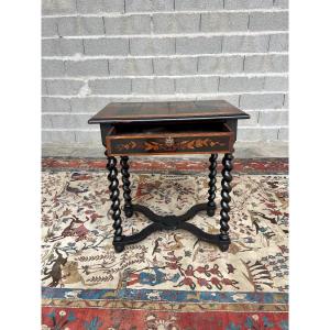 Napoleon III Style Center Table, In 19th Century Marquetry 