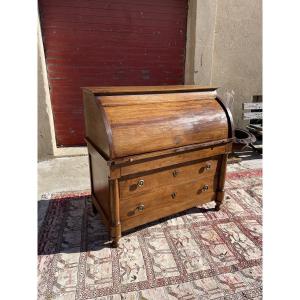 Empire Walnut Cylinder Secretary From The 19th Century