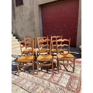 Suite Of Six Provencal Chairs, Louis XVI, In Walnut 18th Century