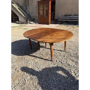 Louis-philippe Walnut Dining Table, 6 Legs, 19th Century