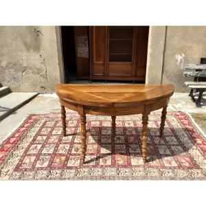 Louis-philippe Half-moon Table In Walnut 19th Century