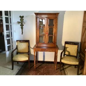 Napoleon III Showcase Desk In Walnut 19th Century