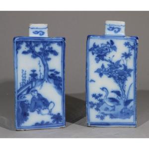 Pair Of Dutch Delftware Tea Caddies, Circa 1680